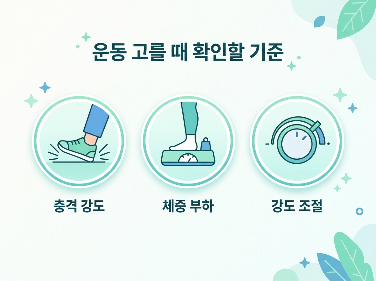 관절 운동을 고를 때 확인할 세 가지 기준: 충격 강도, 체중 부하, 강도 조절